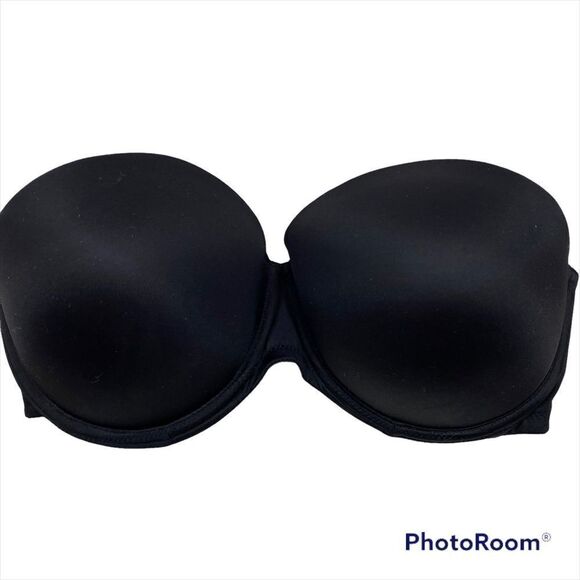 Victoria’s Secret Pink Black Strapless Push Up Bra Size 34DD - Picture 2 of 10